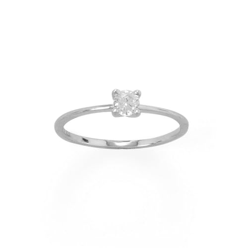 Bandring aus 925er-Sterlingsilber, rhodiniert, 4 mm, Zirkonia, künstlicher Diamant, 4 mm, Zirkonia, misst 1 mm, Schmuck für Damen, Ringgrößenoptionen: J bis T, Sterling Silber, Zirkonia von JewelryWeb