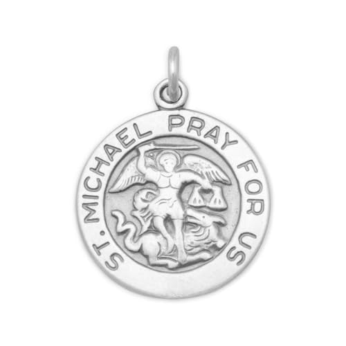 Charm-Anhänger aus 925er-Sterlingsilber, Motiv: Heiliger Michael, Beten für uns, One Size, Metall Silber Sterling-Silber, Kein Edelstein von JewelryWeb