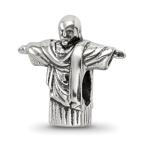 Charm-Anhänger aus 925er-Sterlingsilber, poliert, Reflexionen, Christus, der Erlöser, 13,64 x 14,55 mm breit, Schmuck für Damen, Rot, Einheitsgröße von JewelryWeb