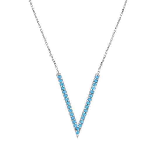 Damen-Halskette aus 925er-Sterlingsilber, rund, Zirkonia, künstlicher Diamant, Blau / Grün, Modeschmuck für Frauen, One Size, Zirkonia Edelstein Metall, Zirkonia von JewelryWeb