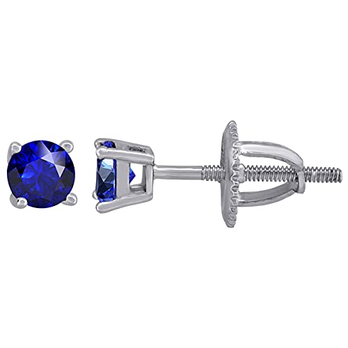 Damen-Ohrstecker, 925er-Sterlingsilber, königsblau, Zirkonia, künstlicher Diamant, 4 mm, rund, klassische Ohrstecker, Schmuck für Frauen, One Size, Zirkonia Edelstein Metall, Zirkonia von JewelryWeb