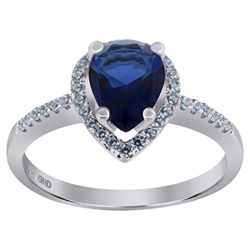 Damen-Ring aus 925er-Sterlingsilber, königsblaue Birne, Zirkonia, künstlicher Diamant, US-Größe 6, Maße: 10,2 x 1,5 mm, Schmuck für Frauen, One Size, Cubic Zirkonia Metall Zirkonia Edelstein Metall:, von JewelryWeb