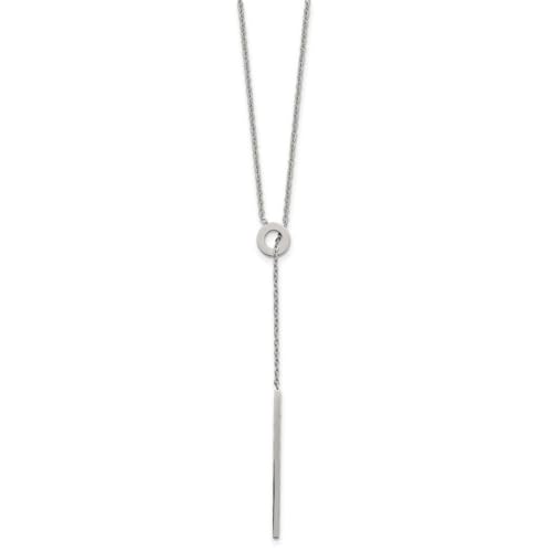 Edelstahl poliert, verstellbar mit 5,1 cm Verlängerung. Y-Halskette misst 1,4 mm breit, Schmuck für Damen – 43 cm von JewelryWeb