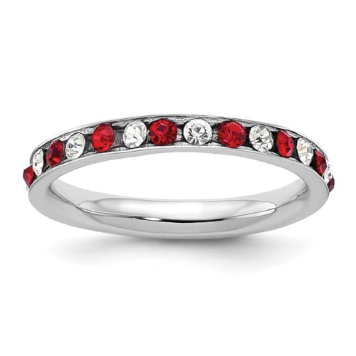 Ewigkeitsring aus 925er-Sterlingsilber, massiv poliert, rot und weiß, Zirkonia, künstlicher Diamant, Schmuckgeschenke für Damen, Ringgrößenoptionen: L bis P, One Size, Cubic Zirkonia Metall Zirkonia von JewelryWeb