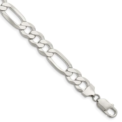 Figarokettenarmband aus Sterlingsilber, poliert, flach, in Silber, verschiedene Längen 18, 20, 23 und 4,5 mm, 5,5 mm, 7,5 mm, 8,5 mm, 9,5 mm von JewelryWeb