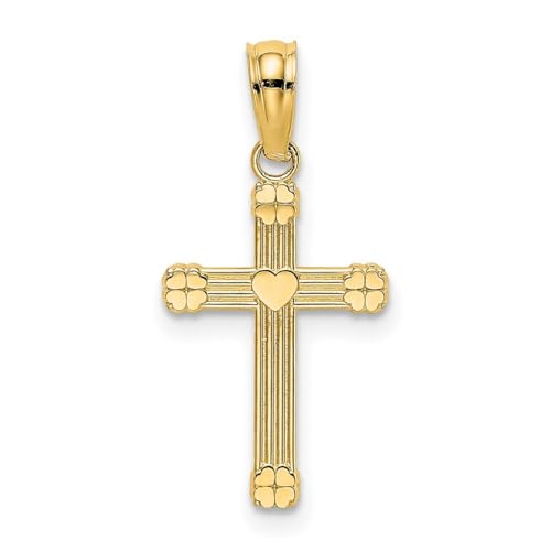 Goldfarbene Halskette mit Herzanhänger, strukturiert, mit Herzanhänger, religiöser Glaube, 14,8 x 10 mm breit, Schmuck für Damen von JewelryWeb