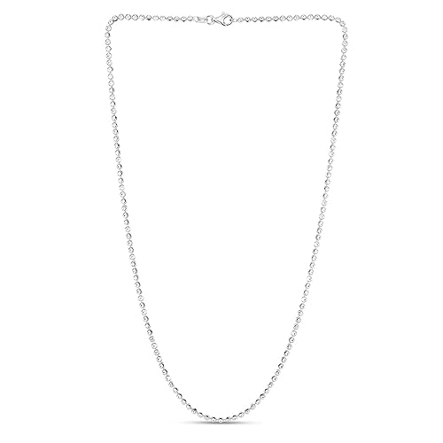 Halskette aus 925er Sterlingsilber, 2,5 mm, himmlischer Mondschliff, Perlenkette, Halskette mit Karabinerverschluss, Rhodium-Finish, Schmuck, Geschenke für Frauen, Längenoptionen: 41, 46, 51 von JewelryWeb