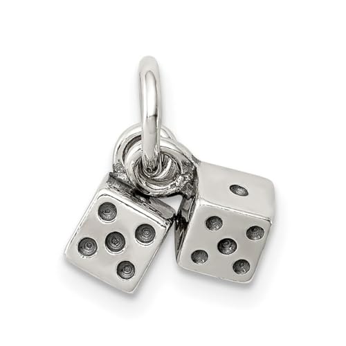 Halskette aus 925er-Sterlingsilber, massiv, poliert, bewegliche Würfel, Maße: 11 x 11 mm breit, Schmuck für Damen von JewelryWeb