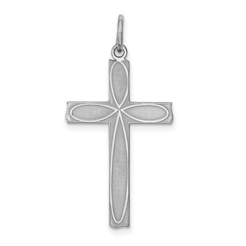 Halskette aus 925er-Sterlingsilber, massiv, poliert, gravierbar, lasergraviert, lasergraviert, religiöser Glaube, Kreuz-Anhänger, Halskette, 30 x 15 mm breit, Schmuck für Damen, One Size, Metall von JewelryWeb