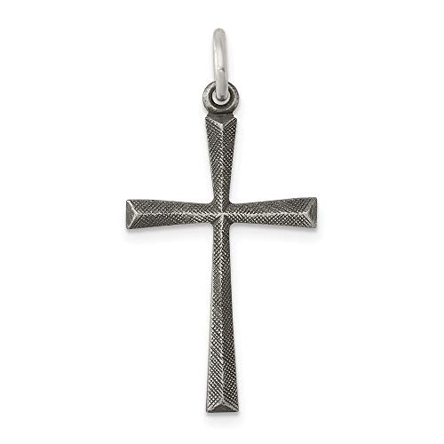 Halskette aus 925er Sterlingsilber, massives Satin, strukturiert, religiöser Glaube, Kreuz-Anhänger, Halskette, Maße: 29 x 16 mm breit, Schmuck für Damen, One Size, Metall Silber Sterling-Silber, Kein von JewelryWeb