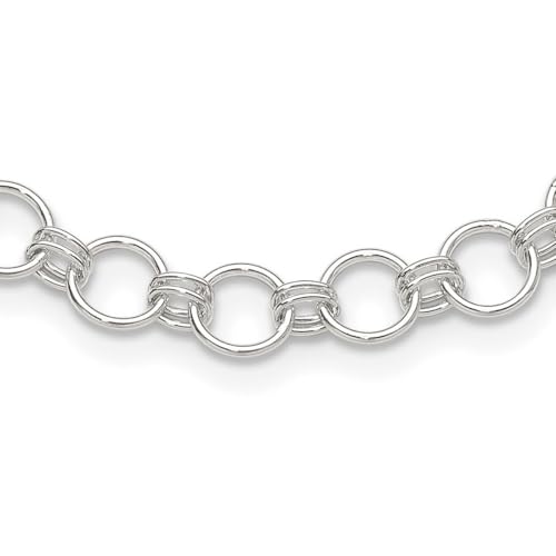 Halskette aus 925er-Sterlingsilber, poliert, 8 mm, mit 5 cm Verlängerung, Schmuck für Damen, 41 cm, One Size, Metall Silber Sterling Silber, Kein Edelstein von JewelryWeb