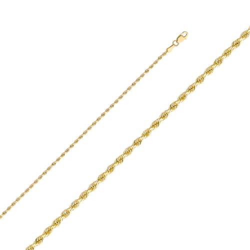 Halskette aus massivem 14-karätigem Gelbgold, 2 mm, glitzernder Schnitt, 41 cm, One Size, Gold Metall Gelbgold, Kein Edelstein von JewelryWeb