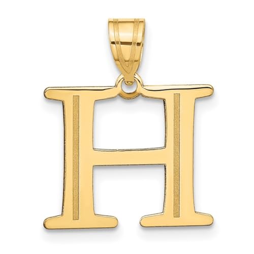 Halskette mit Anhänger, 14 Karat Gold, poliert, geätzt, Buchstabe H, Schmuck für Damen von JewelryWeb