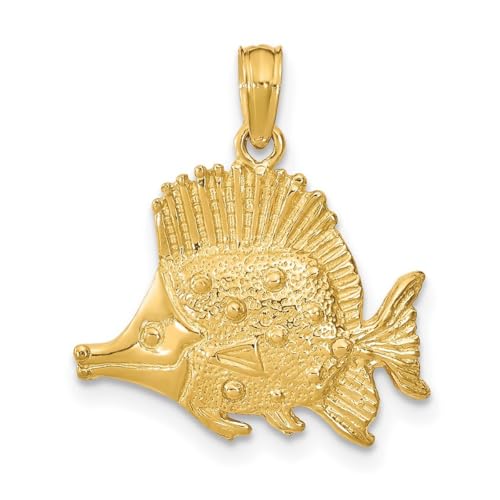 Halskette mit Anhänger, goldfarben, poliert, graviert, Tier, Meeresbewohner, Fisch-Anhänger, Schmuck für Damen von JewelryWeb