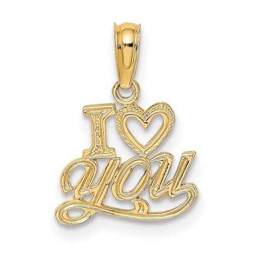 Halskette mit Anhänger "I Love Heart You", 14 Karat Gelbgold, poliert und strukturiert, Maße: 14,2 x 12,45 mm breit, Schmuck für Damen, One Size, Metall Gelbgold Goldfarben Metall Gelbgold, Kein von JewelryWeb