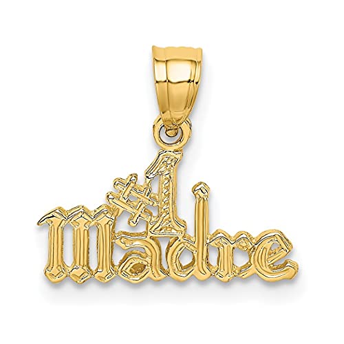 Halskette mit Anhänger "Madre" aus 14 Karat poliertem Gold, 12,2 x 15,8 mm breit, Schmuck für Damen, One Size, Metall, Kein Edelstein von JewelryWeb