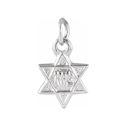 Halskette mit Anhänger aus 14 Karat Weißgold, 7,5 x 7 mm, poliert, religiöser Judaica-Davidstern, Schmuck für Damen, One Size, Metall Weißgold Goldfarben Aus Metall Weißgold, Kein Edelstein von JewelryWeb