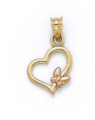 Halskette mit Anhänger aus 14 Karat zweifarbigem Gold, Liebe, Herz, Schmetterling, Engelsflügel, Schmuck für Damen, One Size, Metall Goldfarben Aus Metall, Kein Edelstein von JewelryWeb