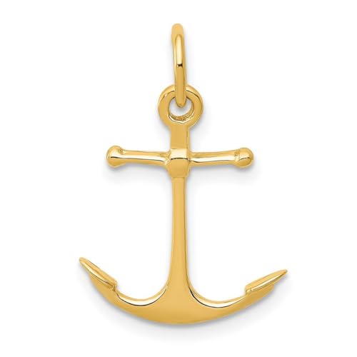 Halskette mit Anker-Anhänger, 15 mm, Gold, nautisches Schiff, Mariner, Schmuck für Damen von JewelryWeb