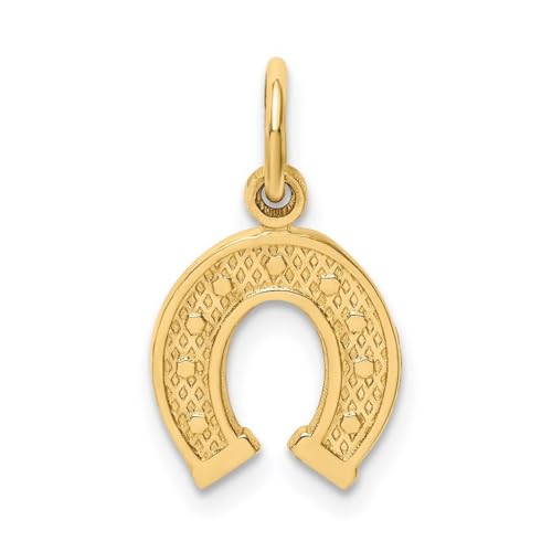 Halskette mit Hufeisenanhänger, 14 Karat Gelbgold, massiv, Satin, poliert, Maße: 14 x 11 mm, Schmuck für Damen, One Size, Metall Gelbgold Goldfarben Aus Metall Gelbgold, Kein Edelstein von JewelryWeb