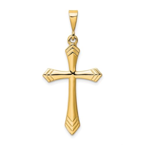 Halskette mit Kreuz-Anhänger aus 14 Karat Gold, religiöser Glaube, Maße: 44 x 21 mm breit, Schmuck für Damen, One Size, Metall Goldfarben Aus Metall, Kein Edelstein von JewelryWeb