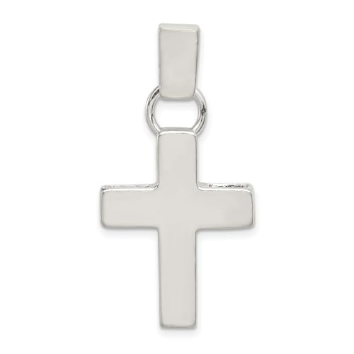 Halskette mit Kreuz-Anhänger aus 925er-Sterlingsilber, poliert, offene Rückseite, nicht gravierbar, gehämmert, quadratisch, religiöser Glaube, Kreuz-Anhänger, Schmuck für Damen, One Size, Metall von JewelryWeb