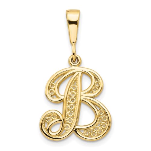 Halskette mit Monogramm-Anhänger, Gelbgold, massiv, poliert, Buchstabe B, Maße: 25 x 16 mm breit, Schmuck für Damen von JewelryWeb