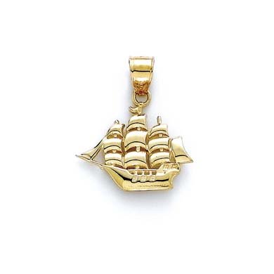 Halskette mit Segelboot-Anhänger, 14 Karat Gelbgold, Schmuck für Damen, One Size, Metall Gelbgold Goldfarben Aus Metall Gelbgold, Kein Edelstein von JewelryWeb