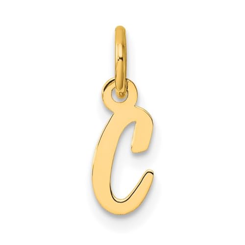 Halskette mit kleinem Buchstabe C, 14 Karat Gold, 15 mm lang, 0,35 mm dick, Schmuck für Damen, One Size, Metall, Kein Edelstein von JewelryWeb