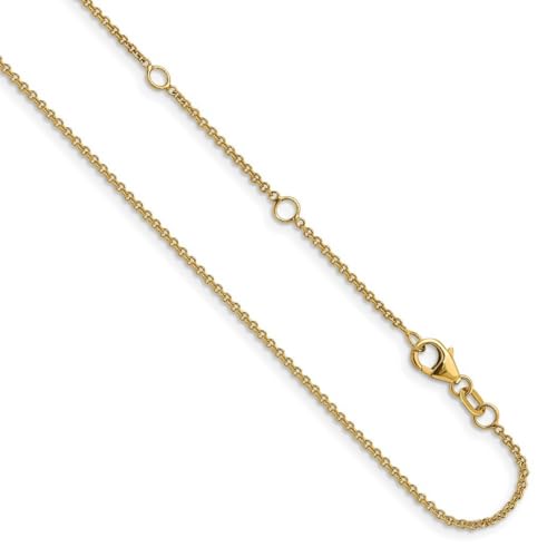 Halskette mit rundem Kabel, 14 Karat Gold, 1,4 mm, 3 cm + 3 cm, verstellbare Kette, 46 cm, Schmuck für Damen, One Size, Metall Metall Edelmetall, Kein Edelstein von JewelryWeb