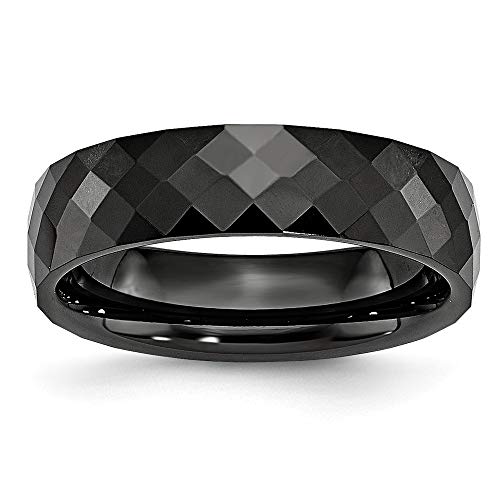 JewelryWeb Keramik schwarz facettierte polierte Bandring in Keramik Vielzahl von Ringgrößen und 4mm 6mm 7,5mm 8mm, Keramik, Keramik von JewelryWeb