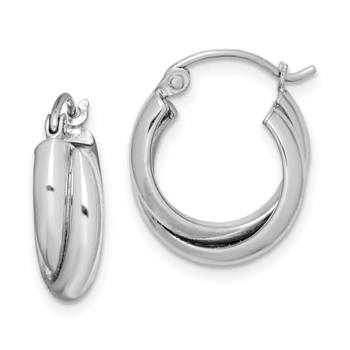 Kreolen aus 925er-Sterlingsilber, mit Scharnier, rhodiniert, Maße: 13 x 13 mm breit, 6 mm dick, Schmuck für Damen von JewelryWeb