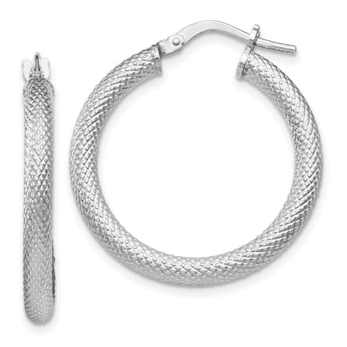 Kreolen aus 925er-Sterlingsilber, poliert, strukturiert, mit Scharnier, Maße: 26 x 25,25 mm breit, 2,73 mm dick, Schmuck für Damen, One Size, Metall Silber Sterling Silber, Kein Edelstein von JewelryWeb