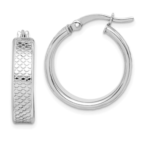 Kreolen aus 925er-Sterlingsilber, rhodiniert, strukturiert, poliert, Maße: 21,85 x 20,3 mm breit, 4,84 mm, T-Schmuck für Damen, One Size, Metall Silber Metall Rhodium Silberfarben, Kein Edelstein von JewelryWeb