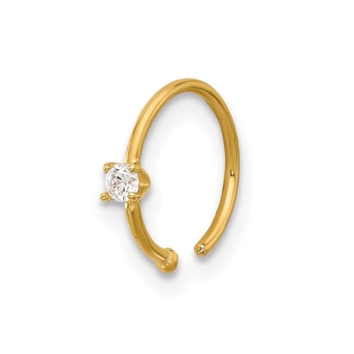 Nasenring aus 14 Karat Gold, 20 Gauge, polierter Zirkonia, künstlicher Diamant, 1 mm breit, Schmuck für Damen, One Size, Cubic Zirkonia Metall Zirkonia Edelstein Metall:, Zirkonia von JewelryWeb