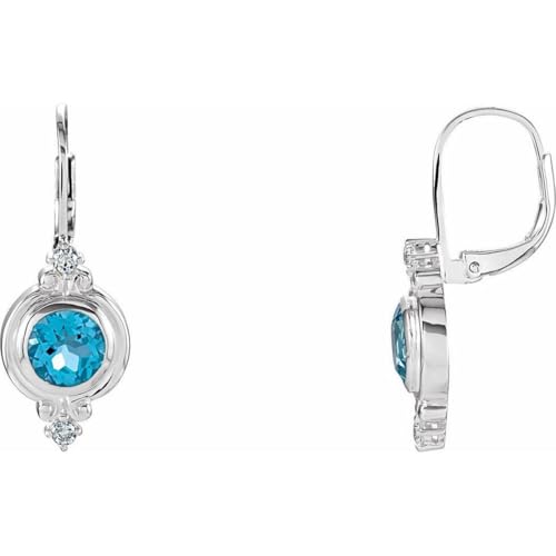 Ohrring aus 925er-Sterlingsilber, schweizer Blautopas und Zirkonia, künstlicher Diamant, 1 Paar Schmuck für Damen, Blauer Topas von JewelryWeb