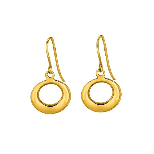 Ohrringe aus 14 Karat Gelbgold, glänzend, abgestuft, offener Kreis, lange Hänge-Ohrringe, Schmuck für Damen, One Size, Metall Gelbgold Goldfarben Metall Gelbgold, Kein Edelstein von JewelryWeb