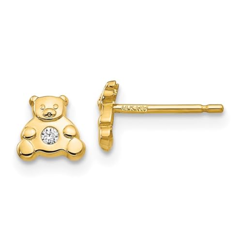 Ohrringe aus 14 Karat Gelbgold, poliert, offene Rückseite, für Jungen oder Mädchen, Ohrringe mit Zirkonia, simulierter Diamant für Jungen oder Mädchen, Maße: 6 x 6 mm, One Size, Zirkonia Edelstein von JewelryWeb