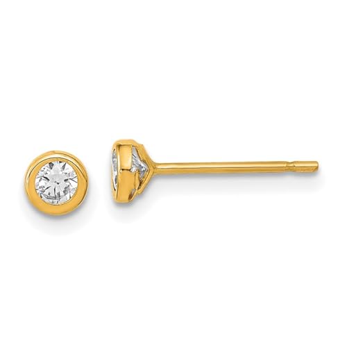 Ohrringe aus 14 Karat Gold, poliert, Kreislünette, Zirkonia, künstlicher Diamant, Maße: 3,6 x 3,6 mm breit, Schmuck für Damen, Zirkonia von JewelryWeb