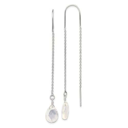 Ohrringe aus 925er-Sterlingsilber, künstlicher Opalit, Maße: 79 x 10 mm breit, Schmuck für Damen, Opal von JewelryWeb