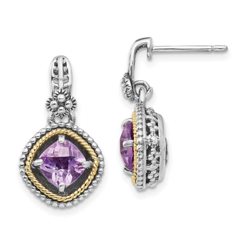 Ohrringe aus 925er-Sterlingsilber, poliert, mit 14 Karat 1,71 rosa Amethyst, Maße: 22 x 12 mm breit, Schmuck für Damen, One Size, Edelstein Metall Amethyst Edelstein Metall, rosa, Quarz Rosa Amethyst von JewelryWeb