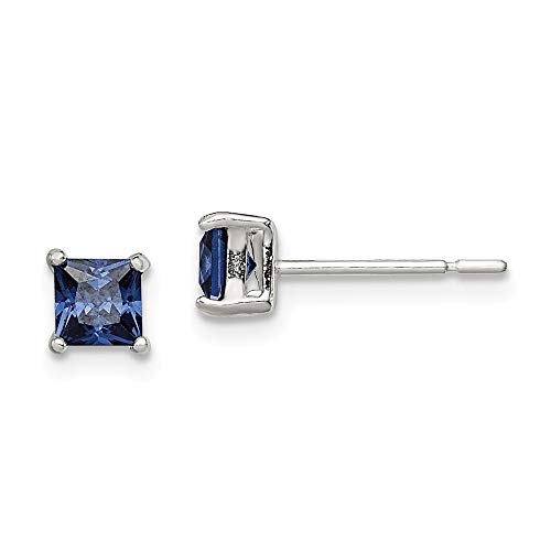 Ohrringe aus 925er-Sterlingsilber, polierter blauer Zirkonia, künstlicher Diamant, Maße: 4 x 4 mm breit, Schmuck für Damen, Zirkonia von JewelryWeb