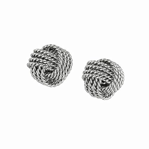 Ohrringe aus 925er-Sterlingsilber mit Rhodium-Finish, 9,0 mm, glänzend, strukturiert, Liebesknoten, Schmuck für Damen, One Size, Metall Silber Metall Rhodium Silberfarben, Kein Edelstein von JewelryWeb