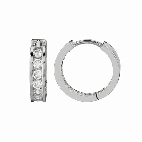 Ohrringe aus 925er Sterlingsilber mit Rhodium-Finish, glänzend, 4,0 x 11 mm, klarer Zirkonia, künstlicher Diamant, Schmuck für Damen, Zirkonia von JewelryWeb