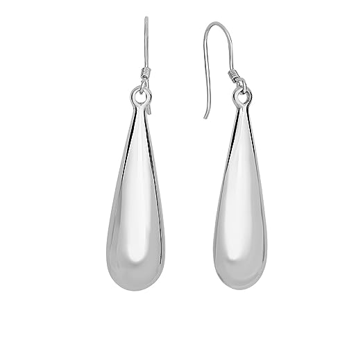 Ohrringe aus 925er-Sterlingsilber mit Rhodium-Finish, glänzend, baumelnd, lange Tropfenform, Schmuck für Damen, One Size, Metall Silber Metall Rhodium Silberfarben, Kein Edelstein von JewelryWeb