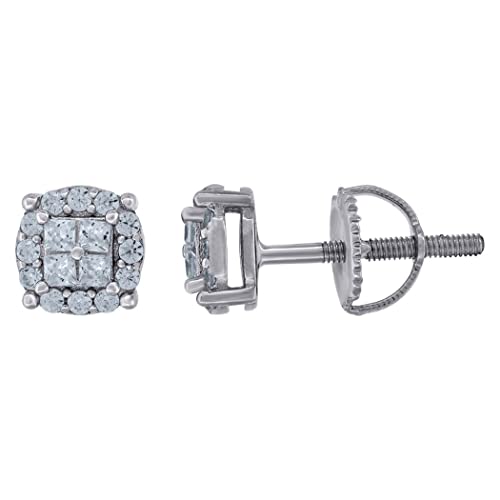 Ohrstecker aus 925er Sterlingsilber, Unisex, Prinzessschliff, Zirkonia, simulierter Diamant, 6,1 mm breit, Schmuck für Damen, One Size, Zirkonia Edelstein Metall, Zirkon von JewelryWeb