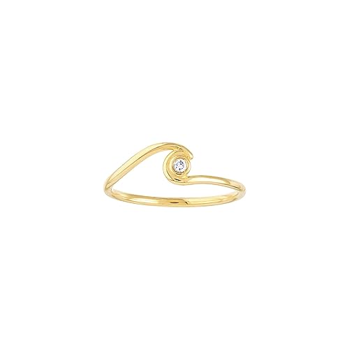 Ring aus 14 Karat Gelbgold, 0,035 Dwt Diamant-Wellen-Ring, Größe 6, Schmuck für Damen, One Size, Diamanten Edelstein Goldfarben, Diamant von JewelryWeb