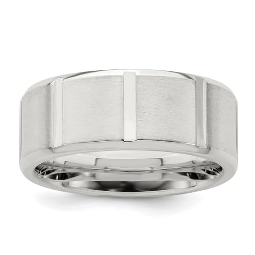 Ring aus 925er Sterlingsilber, 8 mm, gebürstet, ausgefallener Ring für Damen, Ringgrößen-Optionen: 50 bis Z von JewelryWeb