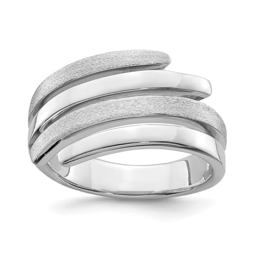 Ring aus 925er-Sterlingsilber, gebürstete, solide Rückseite, poliert und strukturiert, Größe 56, Schmuck für Damen von JewelryWeb