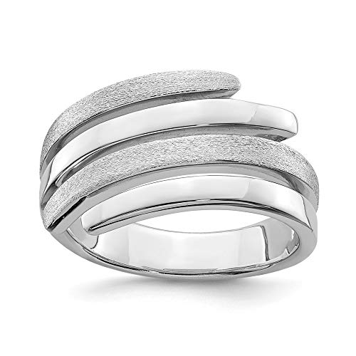 Ring aus 925er-Sterlingsilber, gebürstete massive Rückseite, poliert und satiniert, poliert und strukturiert, Größe 55, Schmuck für Damen von JewelryWeb
